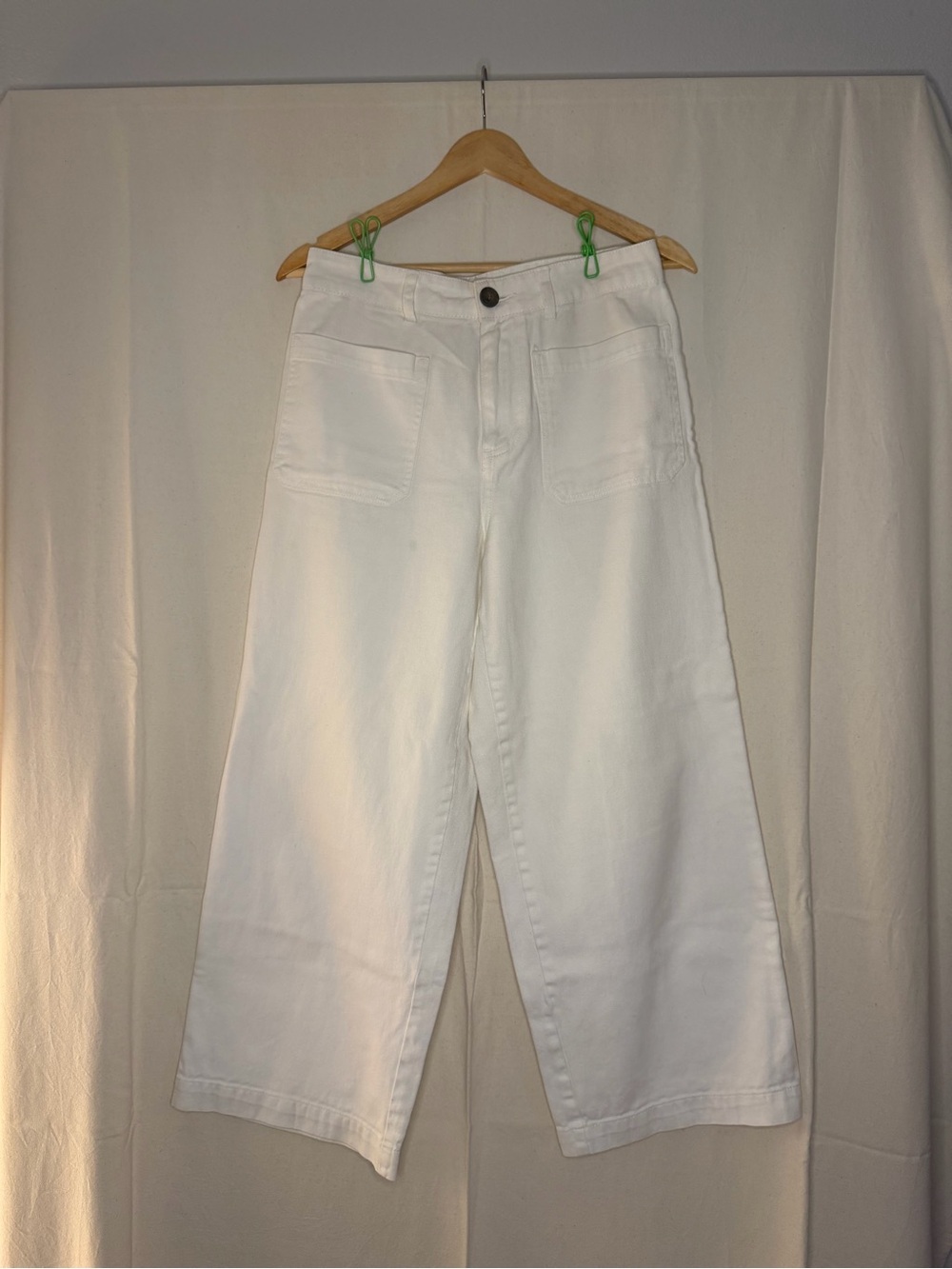 Who What Wear White Wide-Leg Patch Pocket Jeans